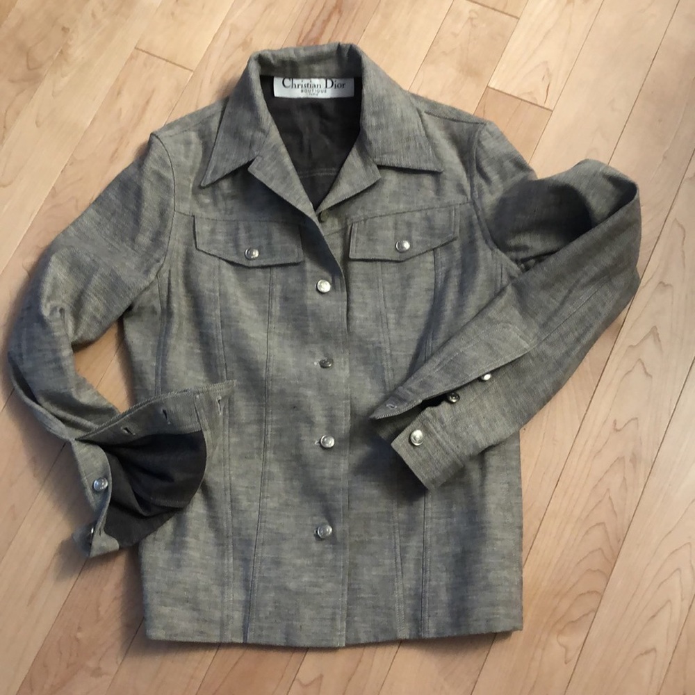Christian Dior Boutique Paris Grey Denim Jacket Size Small - Picture 2 of 13